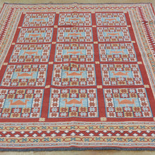 Load image into Gallery viewer, Soumak Oriental Tribal Afghan Handmade Wool Rug (Size 4.7 X 6.1) Brrsf-1038