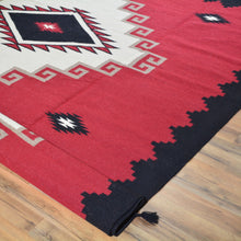 Load image into Gallery viewer, Hand-Woven Southwestern Crystal Starburst Design Reversible Flatweave Wool Rug (Size 9.1 X 12.1) Brral-3468