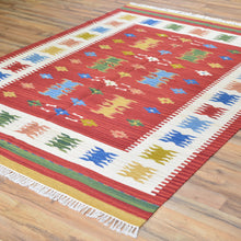 Load image into Gallery viewer, Hand-Woven Reversible Turkish Design Handmade Kilim Wool Rug (Size 5.5 X 7.6) Brral-4146