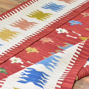 Hand-Woven Reversible Turkish Design Handmade Kilim Wool Rug (Size 5.5 X 7.6) Brral-4146