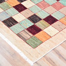 Load image into Gallery viewer, Hand-Knotted Oriental Peshawar Gabbeh Checker Design Wool Rug (Size 2.3 X 4.11) Brral-441