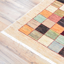 Load image into Gallery viewer, Hand-Knotted Oriental Peshawar Gabbeh Checker Design Wool Rug (Size 2.3 X 4.11) Brral-441