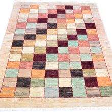 Load image into Gallery viewer, Hand-Knotted Oriental Peshawar Gabbeh Checker Design Wool Rug (Size 2.3 X 4.11) Brral-441