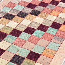 Load image into Gallery viewer, Hand-Knotted Oriental Peshawar Gabbeh Checker Design Wool Rug (Size 2.3 X 4.11) Brral-441
