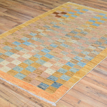 Load image into Gallery viewer, Hand-Knotted Oriental Peshawar Checker Design Gabbeh Wool Rug (Size 3.2 X 5.0) Brral-444