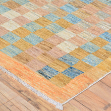 Load image into Gallery viewer, Hand-Knotted Oriental Peshawar Checker Design Gabbeh Wool Rug (Size 3.2 X 5.0) Brral-444