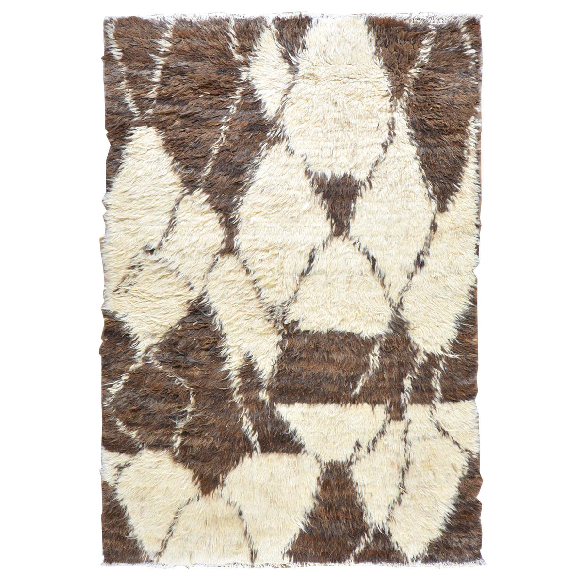 Hand-Knotted Afghan Undyed Sheep Wool Handmade Shaggy Rug (Size