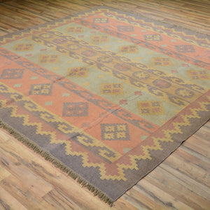 Hand-Woven Reversible Southwestern Style Handmade Wool Rug (Size 8.1 X 8 .6 ) Cwral-6921