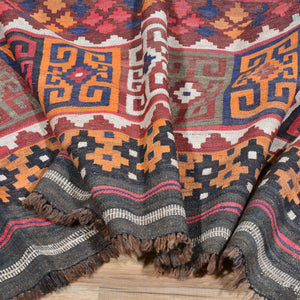 Hand-Woven Tribal Afghan Kilim Reversible Wool Rug (Size 9.1 X 16.1) Cwral-7128