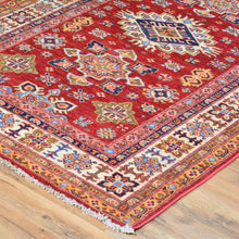 Load image into Gallery viewer, Hand-Knotted Fine Oriental Super Kazak Design Wool Rug (Size 4.0 X 6.0) Cwral-7239