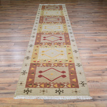 Load image into Gallery viewer, Hand-Woven Reversible Southwestern Design 100% Wool Rug (Size 2.7 X 11.8) Cwral-7545