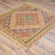 Load image into Gallery viewer, Afghan Tribal Multiple Weave Handmade Geometric Design Wool Rug (Size 3.9 X 4.4 ) Cwral-7905