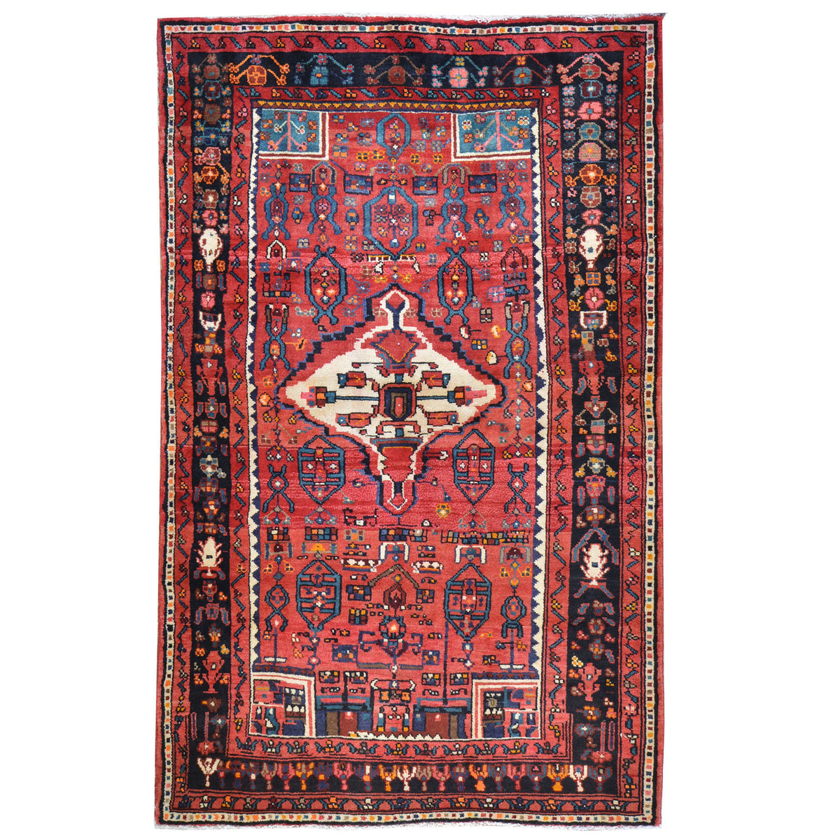 Hand-Knotted Oriental Persian Zanjan Tribal Handmade Wool