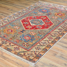 Load image into Gallery viewer, Hand-Knotted Fine Oriental Super Kazak Design Wool Rug (Size 4.0 X 6.0) Cwral-7992