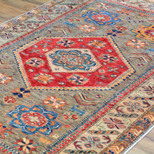 Load image into Gallery viewer, Hand-Knotted Fine Oriental Super Kazak Design Wool Rug (Size 4.0 X 6.0) Cwral-7992