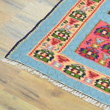 Load image into Gallery viewer, Hand-Woven Persian Sennah Kilim Geometric Design Wool Rug (Size 4.0 X 4.11) Cwral-8592