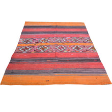 Load image into Gallery viewer, Hand-Woven Tribal Turkish Kilim 100% Wool Rug (Size 4.2 X 5.3) Cwral-8652