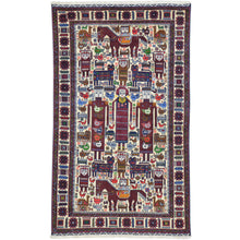 Load image into Gallery viewer, Hand-Knotted Afghan Tribal Pictorial Design Wool Handmade Rug (Size 3.9 X 6.2) Cwral-9117