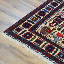 Load image into Gallery viewer, Hand-Knotted Afghan Tribal Pictorial Design Wool Handmade Rug (Size 3.9 X 6.2) Cwral-9117