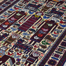 Load image into Gallery viewer, Hand-Knotted Afghan Tribal Pictorial Design Wool Handmade Rug (Size 3.9 X 6.2) Cwral-9117