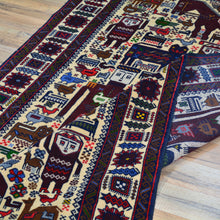 Load image into Gallery viewer, Hand-Knotted Afghan Tribal Pictorial Design Wool Handmade Rug (Size 3.9 X 6.2) Cwral-9117