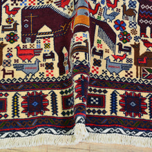 Load image into Gallery viewer, Hand-Knotted Afghan Tribal Pictorial Design Wool Handmade Rug (Size 3.9 X 6.2) Cwral-9117