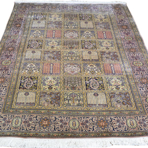 Hand-Knotted Traditional Design Kashmiri Silk Handmade Rug (Size 4.1 X 6.3) Cwral-9168