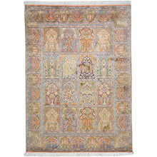 Load image into Gallery viewer, Hand-Knotted Traditional Design Kashmiri Silk Handmade Rug (Size 5.1 X 7.2) Cwral-9216