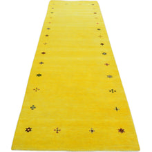 Load image into Gallery viewer, Hand-Knotted Yellow Modern Gabbeh Handmade 100% Wool Rug (Size 2.7 X 12.0) Cwral-9489