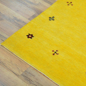 Hand-Knotted Yellow Modern Gabbeh Handmade 100% Wool Rug (Size 2.7 X 12.0) Cwral-9489