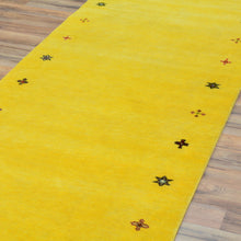 Load image into Gallery viewer, Hand-Knotted Yellow Modern Gabbeh Handmade 100% Wool Rug (Size 2.7 X 12.0) Cwral-9489