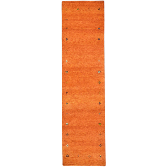Hand-Knotted Orange Modern Gabbeh Handmade 100% Wool Rug (Size 2.8 X 10.1) Cwral-9498
