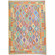 Load image into Gallery viewer, Hand-Woven Afghan Momana Reversible Kilim 100% Wool Rug (Size 6.9 X 9.6) Cwral-9522