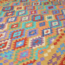 Load image into Gallery viewer, Hand-Woven Afghan Momana Reversible Kilim 100% Wool Rug (Size 6.9 X 9.6) Cwral-9522