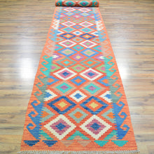 Load image into Gallery viewer, Hand-Woven Flatweave Geometric Design Kilim Handmade 100% Wool (Size 2.9 X 15.9) Cwral-9549