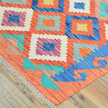 Load image into Gallery viewer, Hand-Woven Flatweave Geometric Design Kilim Handmade 100% Wool (Size 2.9 X 15.9) Cwral-9549