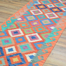Load image into Gallery viewer, Hand-Woven Flatweave Geometric Design Kilim Handmade 100% Wool (Size 2.9 X 15.9) Cwral-9549