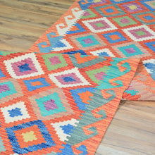 Load image into Gallery viewer, Hand-Woven Flatweave Geometric Design Kilim Handmade 100% Wool (Size 2.9 X 15.9) Cwral-9549