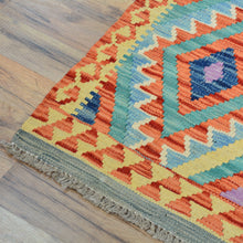 Load image into Gallery viewer, Hand-Woven Flatweave Geometric Design Kilim Handmade Wool (Size 2.10 X 15.10) Cwral-9558