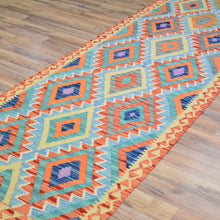Load image into Gallery viewer, Hand-Woven Flatweave Geometric Design Kilim Handmade Wool (Size 2.10 X 15.10) Cwral-9558