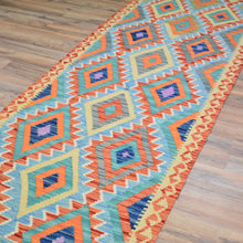 Load image into Gallery viewer, Hand-Woven Flatweave Geometric Design Kilim Handmade Wool (Size 2.10 X 15.10) Cwral-9558