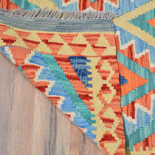 Load image into Gallery viewer, Hand-Woven Flatweave Geometric Design Kilim Handmade Wool (Size 2.10 X 15.10) Cwral-9558