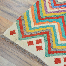 Load image into Gallery viewer, Hand-Woven Flatweave Geometric Design Kilim Handmade 100% Wool (Size 2.7 X 13.2) Cwral-9561