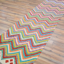 Load image into Gallery viewer, Hand-Woven Flatweave Geometric Design Kilim Handmade 100% Wool (Size 2.7 X 13.2) Cwral-9561