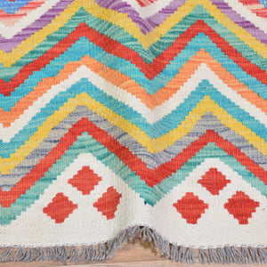 Hand-Woven Flatweave Geometric Design Kilim Handmade 100% Wool (Size 2.7 X 13.2) Cwral-9561