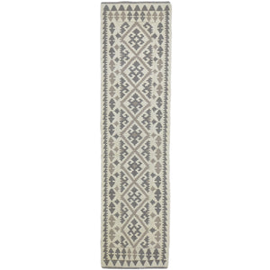Hand-Woven Flatweave Geometric Design Kilim Handmade Wool (Size 2.6 X 9.5) Cwral-9564