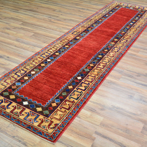 Hand-Knotted Red Caucasian Kazak Design 100% Wool Rug (Size 2.8 X 9.11) Cwral-9669