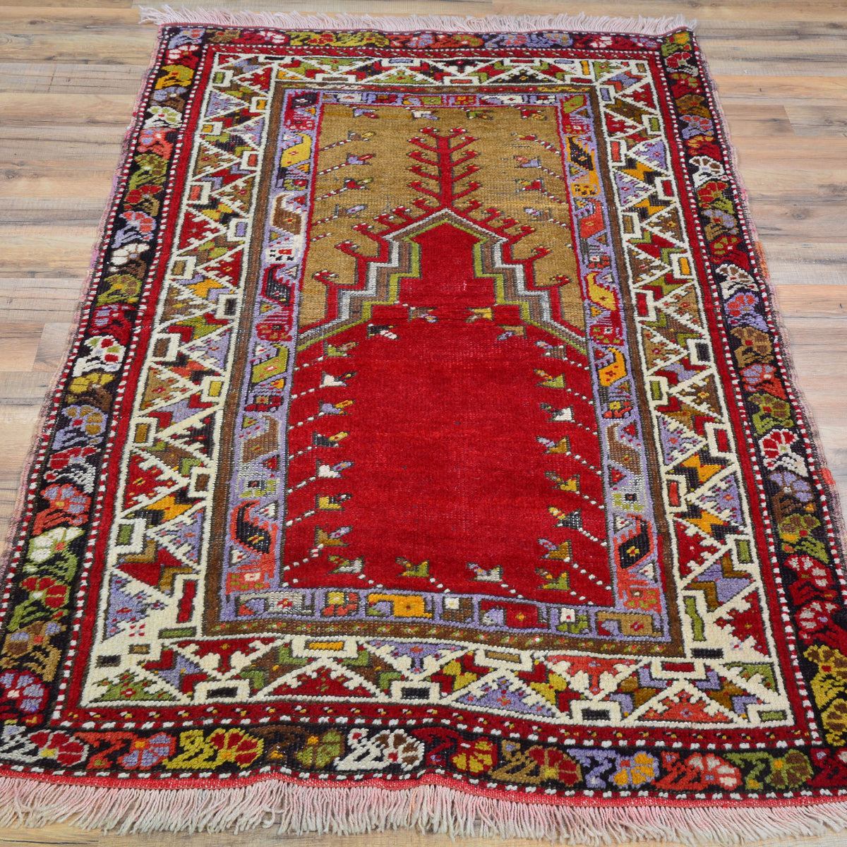 Hand-Knotted Oriental Vintage Turkish Kirsehir Handmade Wool