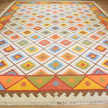 Load image into Gallery viewer, Hand-Woven Indian Durrie Kilim Reversible Wool Rug (Size 10.4 X 13.8) Brrsf-585