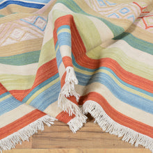 Load image into Gallery viewer, Hand-Woven Oriental Stripes Design Sumak Kilim Handmade Wool (Size 8.3 X 9.11) Cwrsf-6033